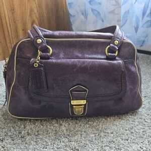 Coach Purple Shoulder Bag with Gold Details